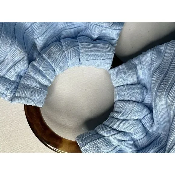 Sanctuary Refresh Ribbed O-Ring Halter Light Blue Bikini Top Size Medium - Picture 9 of 10